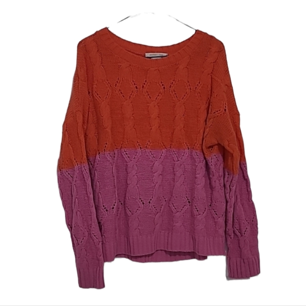 Urban Outfitters Coincidence & Chance Colorblock Orange Lilac Purple Sweater
